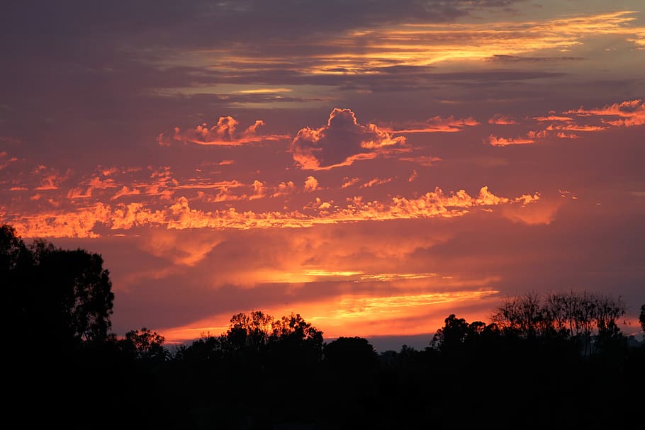 Sunset, Fire, Cloudscape, Evening, sky, atmosphere, horizon HD wallpaper