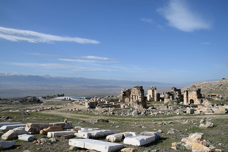hierapolis of phrygia, ruin, ancient, city, pamukkale, architecture