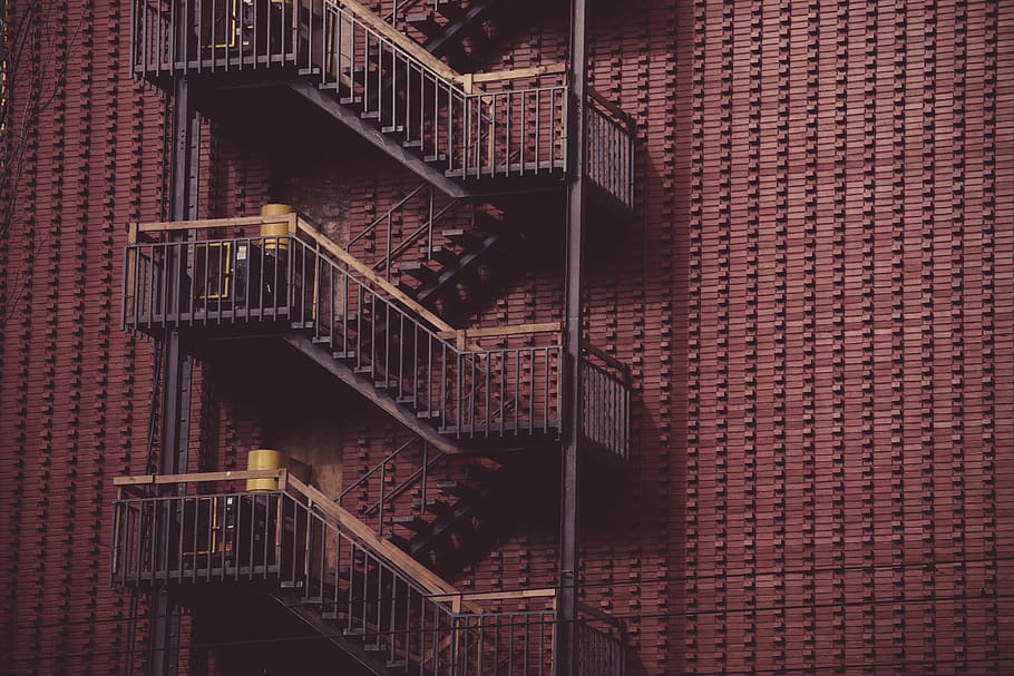 building, architecture, ladder, fire exit ladders, built structure HD wallpaper