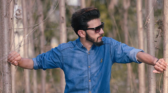 HD wallpaper: man in blue denim button-up long-sleeved shirt, stylish boy,  fashion | Wallpaper Flare