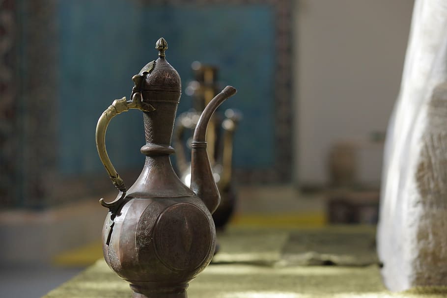 pitcher, metal embossing, craft, handmade, jug for washing HD wallpaper