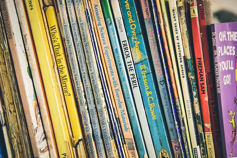 assorted-title book collection, bookcase, books, data, education HD wallpaper