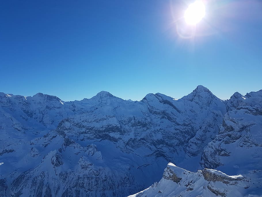 berg, mountain, sun, snow, cold temperature, winter, sky, beauty in nature HD wallpaper