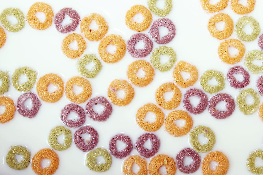 multicolored abstract illustration, cereals with milk, Fruit loops HD wallpaper