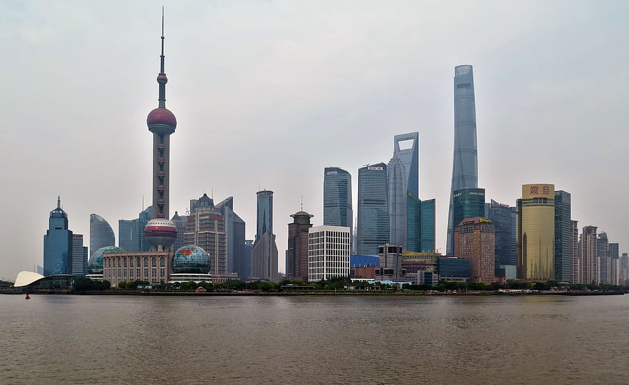city, water, skyline, buildings, architecture, asia, business HD wallpaper