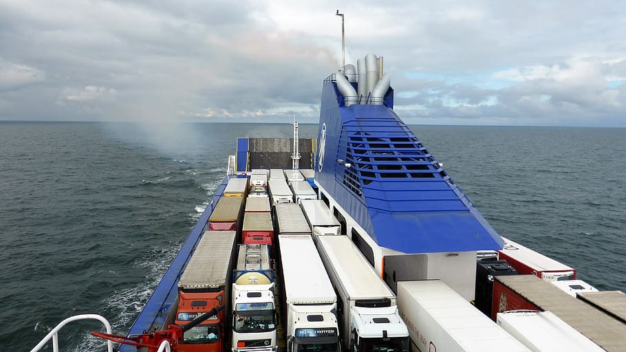 waters, sea, sky, ship, travel, traffic, ferry, transportation HD wallpaper