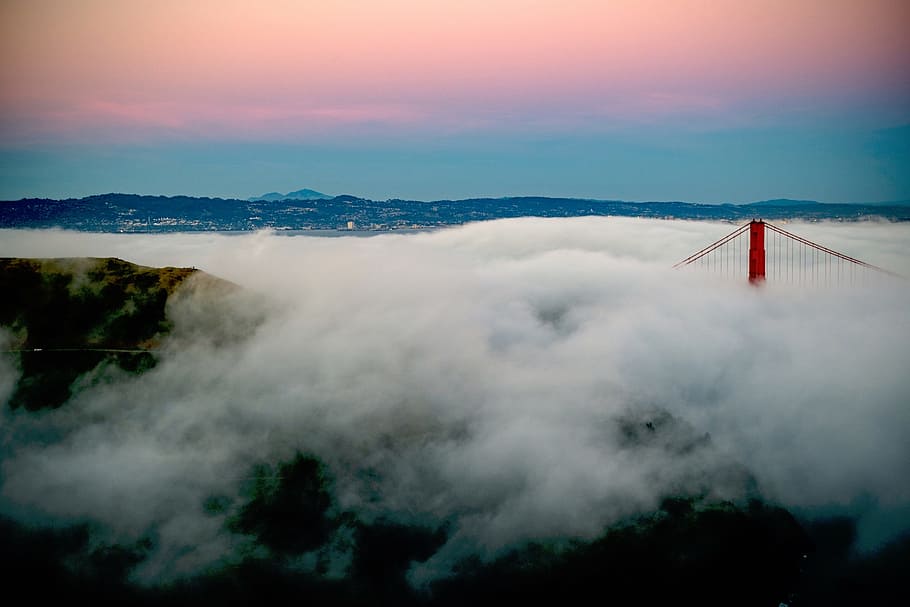 bridge, clouds, smoke, fog, haze, sky, beauty in nature, no people HD wallpaper
