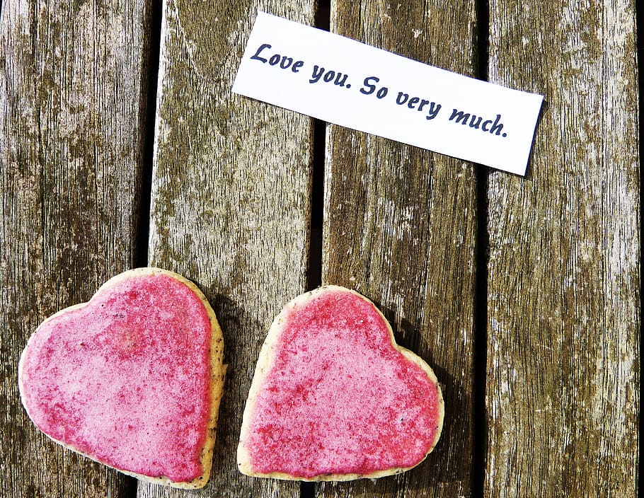 two heart biscuits, love, embassy, romance, emotion, wood, affection HD wallpaper