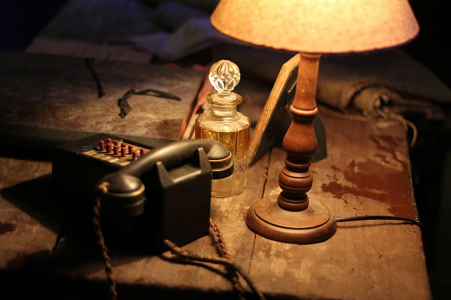 telephone near on table lamp, document, paper, former war, forms HD wallpaper