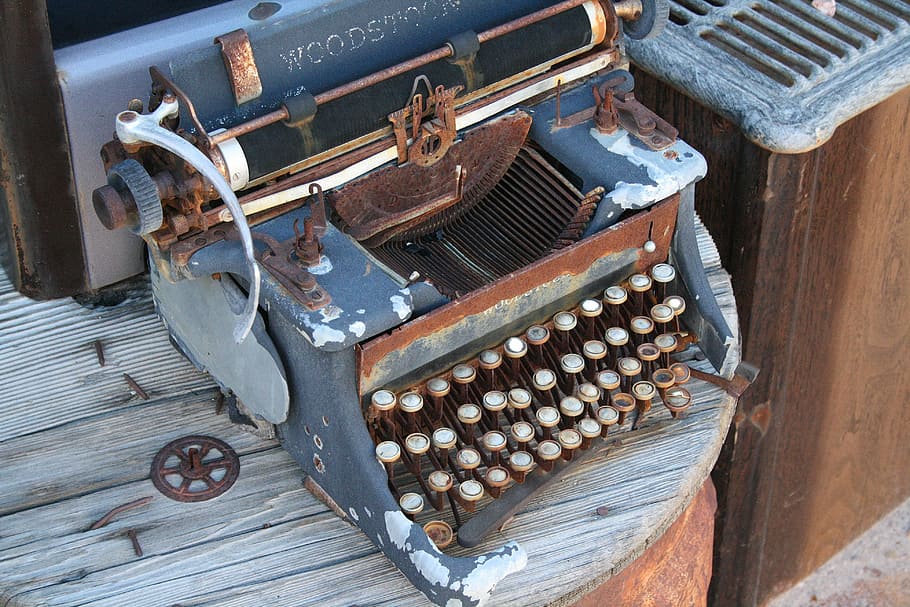 typewriter, retro, rusty, usa, old, arizona, quartzsite, goldgraeber HD wallpaper