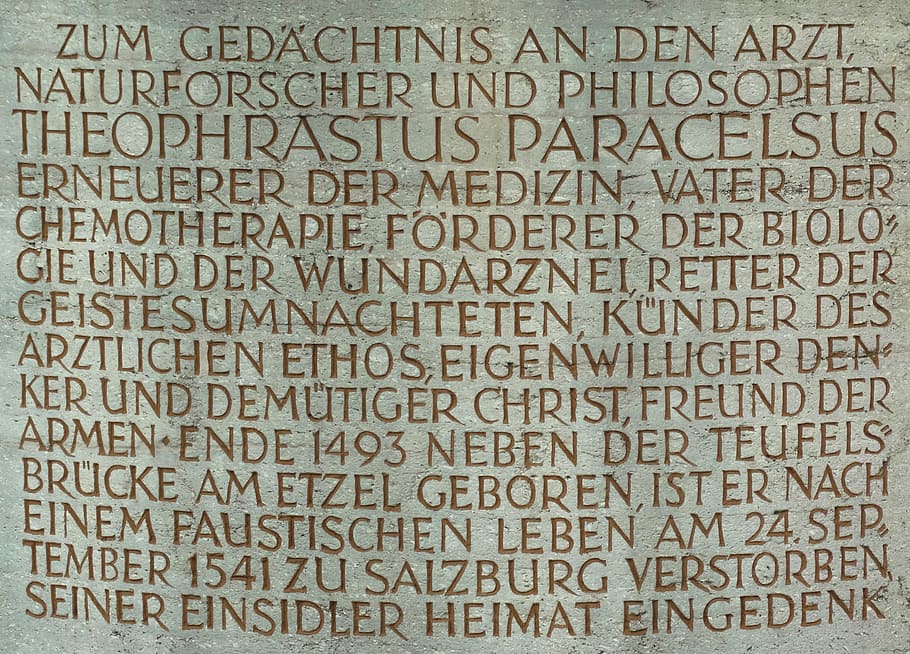 Paracelsus, Inscription, Medical, postscript, forefather, image HD wallpaper