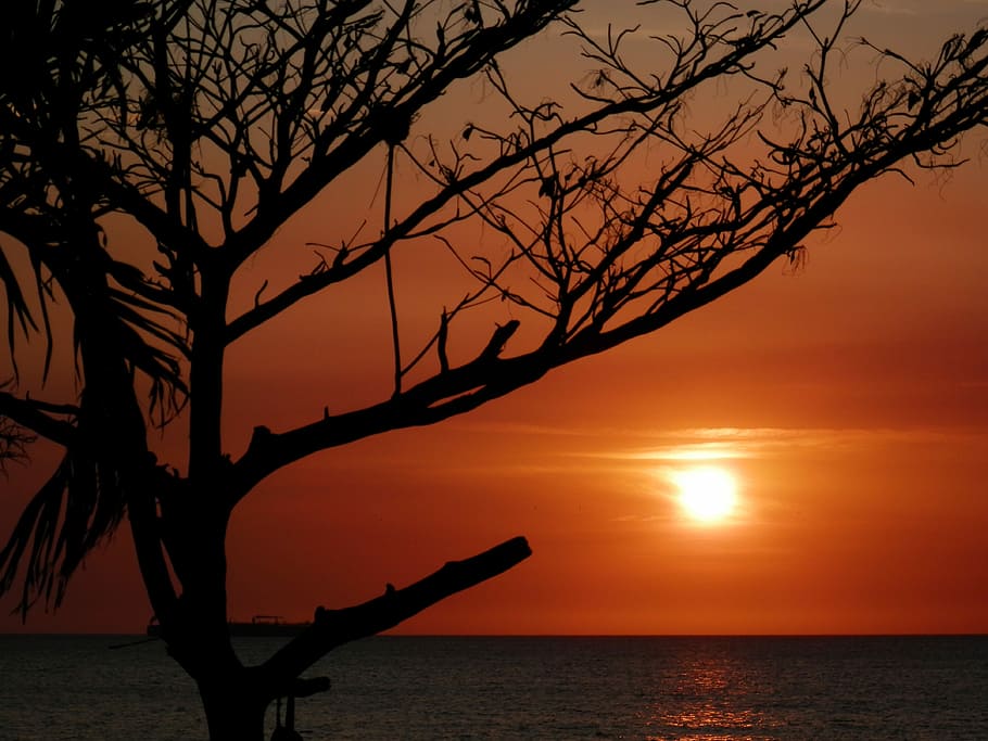Sunset, Santa Marta, Sea, Backlight, silhouette, scenics, beauty in nature HD wallpaper