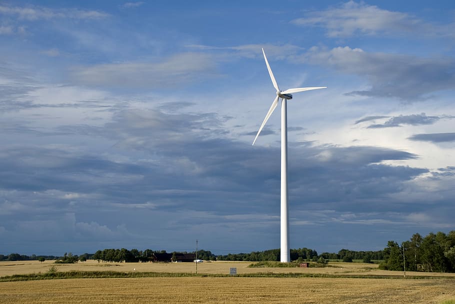 wind turbine under blue sky, windmill, electricity, generator HD wallpaper