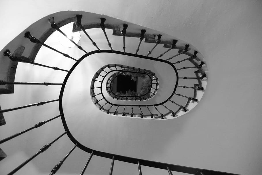 black metal stair, ladder, snail, stairs, spiral, architecture HD wallpaper