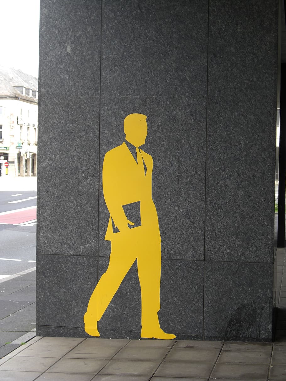 figures, man, template, yellow, city, representation, day, one person HD wallpaper
