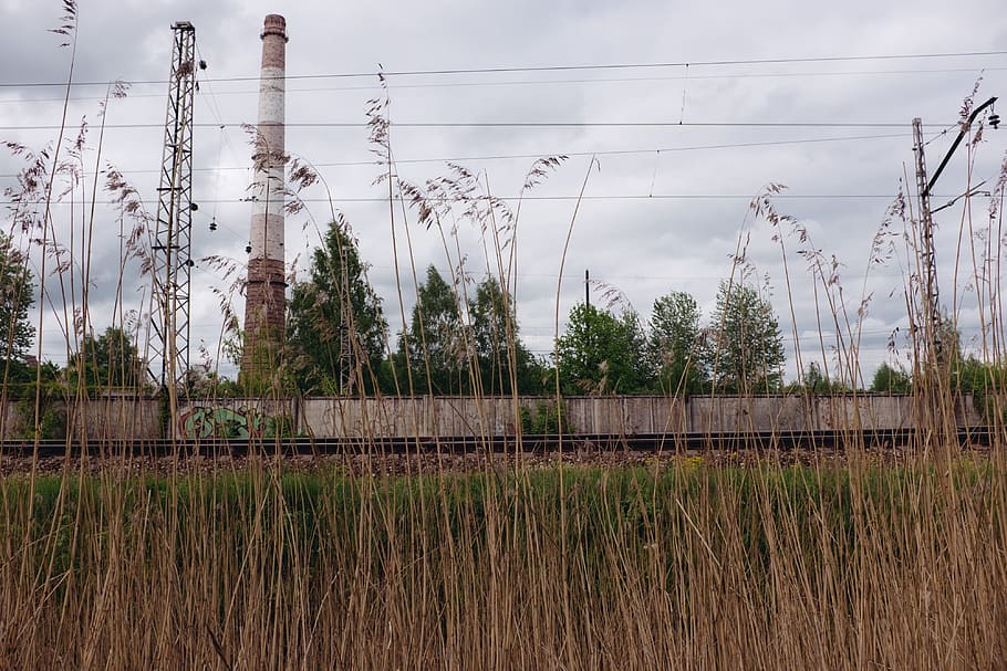 Industrial landscape, industry, nature, electricity, pollution HD wallpaper
