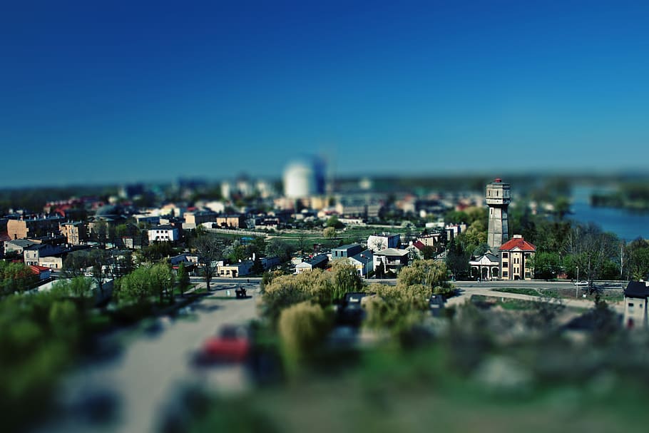 tilt, shift, city, poland, polska, kruszwica, architecture HD wallpaper