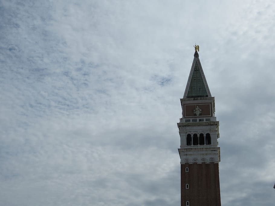 tower, venice, cloudy, clouds, sky, italy, architecture, building exterior HD wallpaper