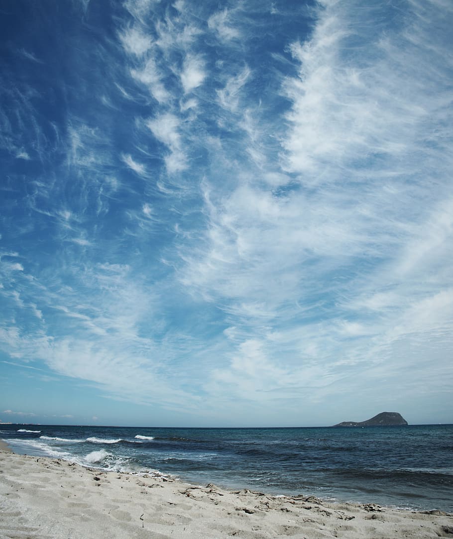 sea, beach, sand, wave, sky, blue, landscape, nature, coast HD wallpaper