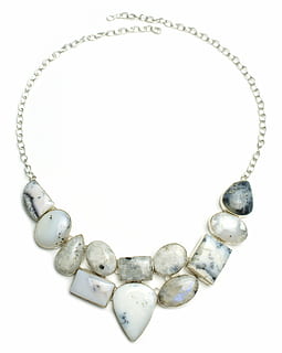 beaded grey and white natural gemstone bubble necklace, sterling HD wallpaper