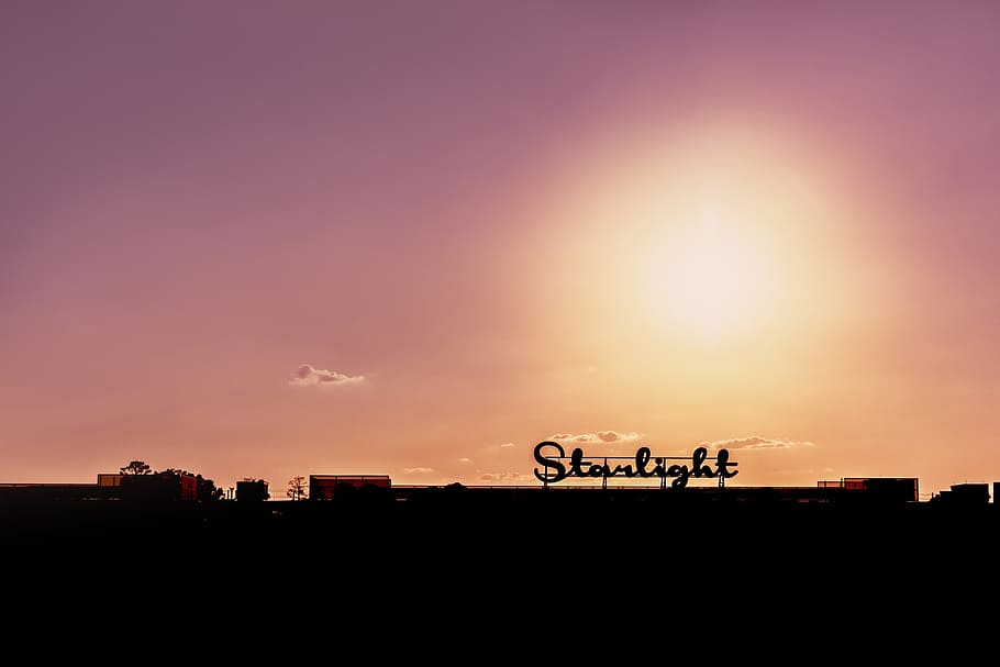 photo of Starlight silhouette signage, Building, Structure HD wallpaper