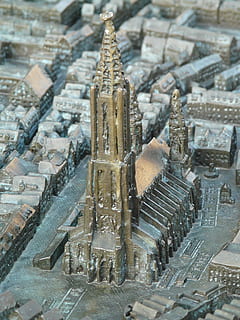 relief, map, ulm cathedral, münster, metal plate, bronze relief HD wallpaper