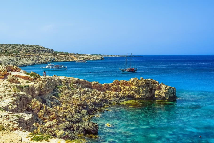 cyprus, cavo greko, mediterranean, landscape, sea, nature, coast HD wallpaper