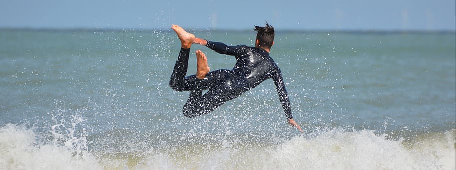 surfer, waves, man, people, sea, action, water, one person HD wallpaper