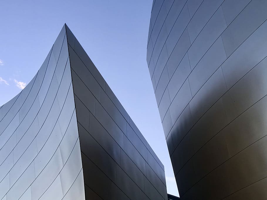 worm's-eye view photography of concrete building, low-angle gray high-rise building HD wallpaper