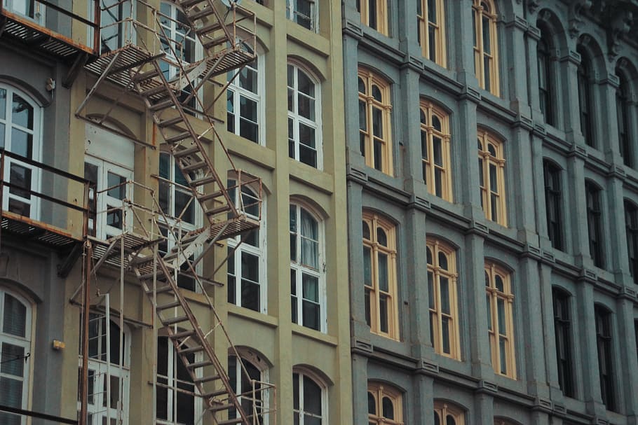 building with fire escape ladder, City, Facade, architecture HD wallpaper