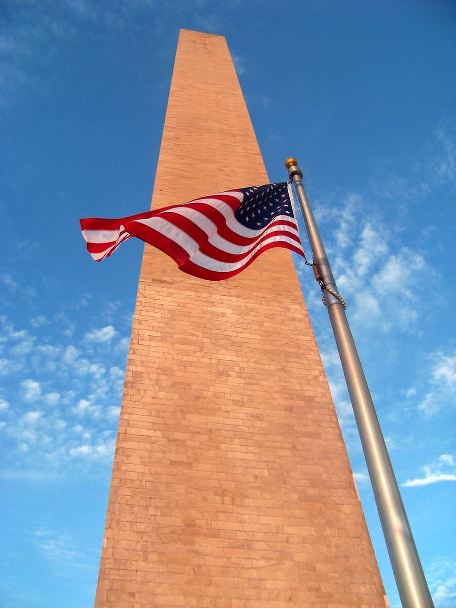 low angle photo flag of America, monument, washington, national HD wallpaper