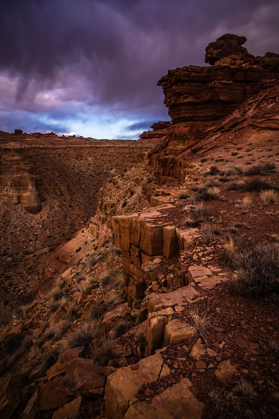 brown canyon under gray clouds at daytime, Grand Canyon, rock HD wallpaper