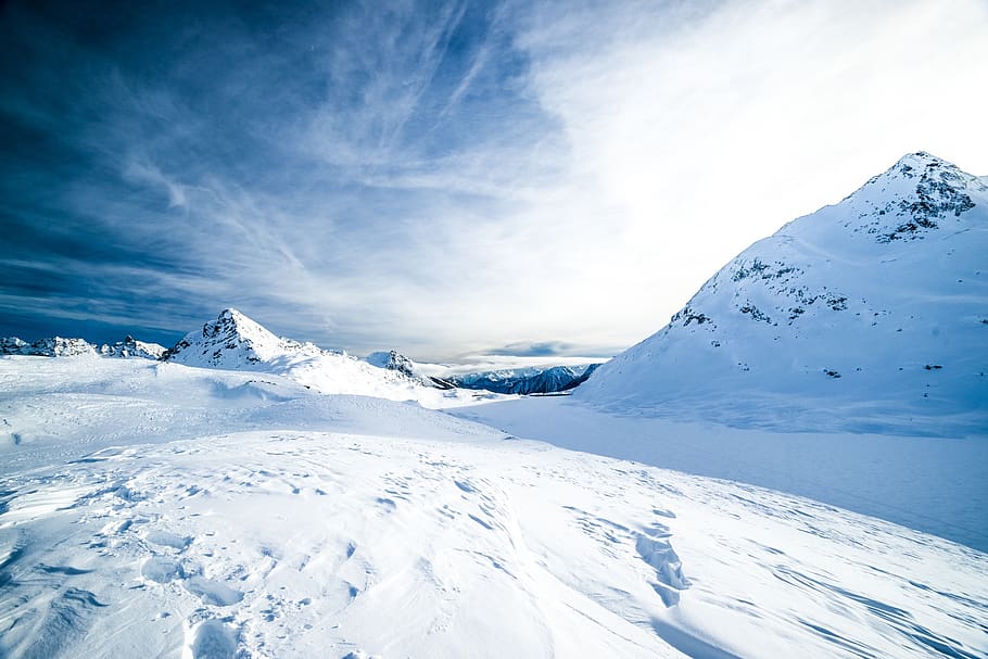 winter, snow, mountains, sky, clouds, cold temperature, white color HD wallpaper