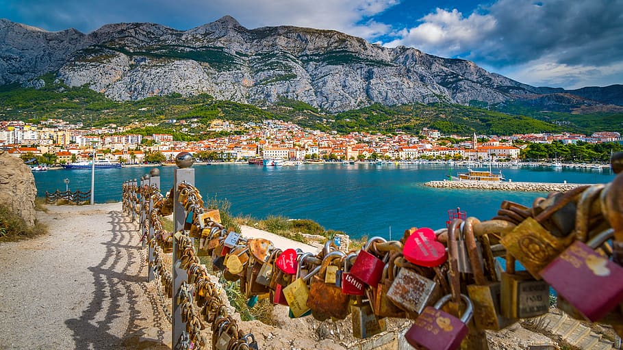 makarska, castles, croatia, port, adriatic sea, city, dalmatia, HD wallpaper