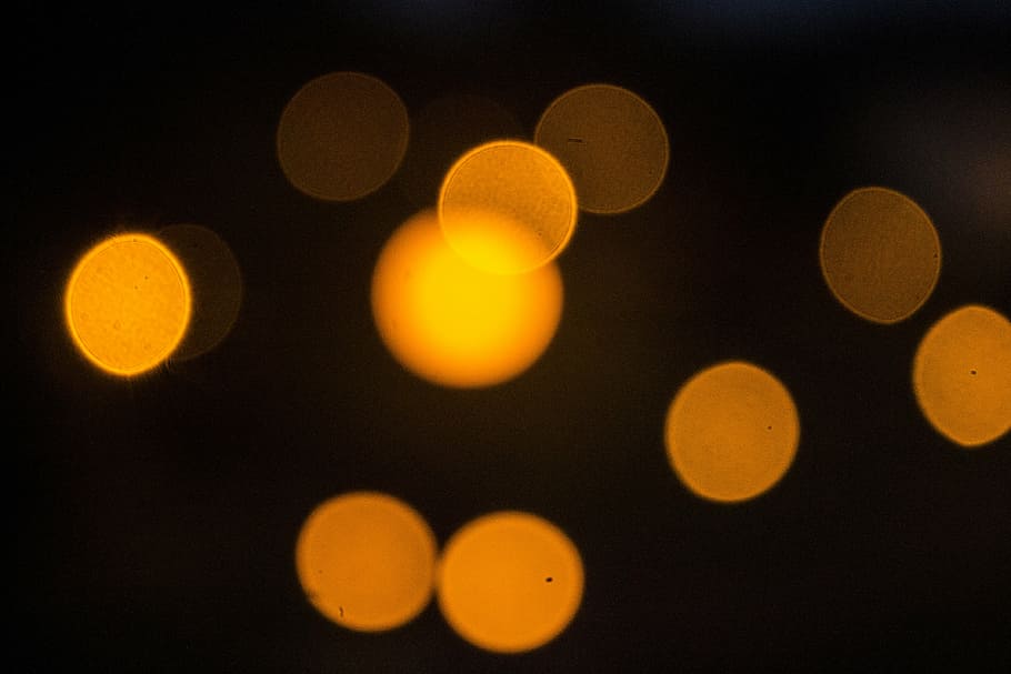 bokeh photography, points, orange, orange dots, background HD wallpaper
