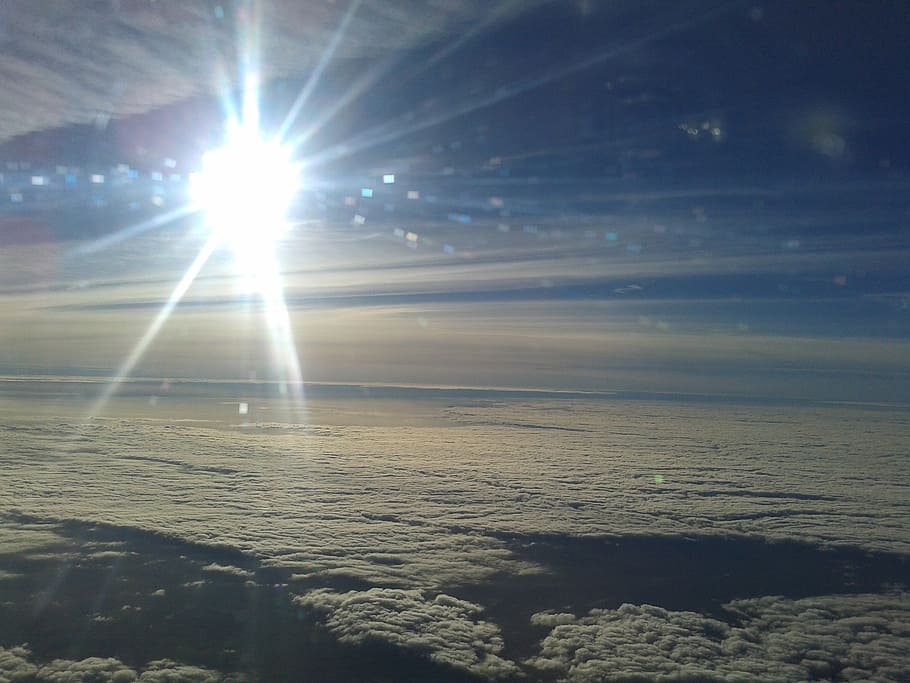 sky, sun, clouds, sunlight, lens flare, sunbeam, beauty in nature HD wallpaper