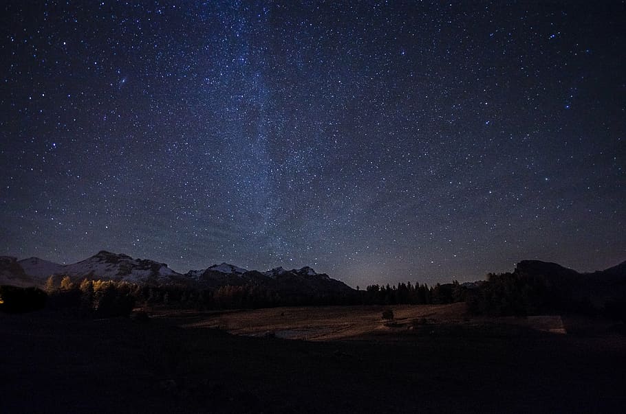 photo of sky with stars during night time, mountain, landscape HD wallpaper