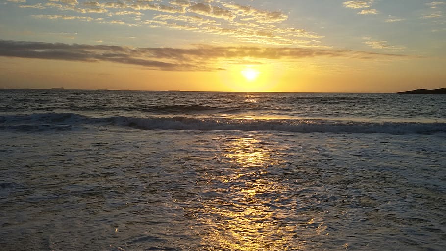 sol, beach, mar, sky, sunset, water, sea, beauty in nature HD wallpaper