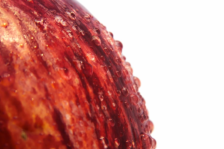 apple, red, drops, macro, food and drink, cut out, single object HD wallpaper