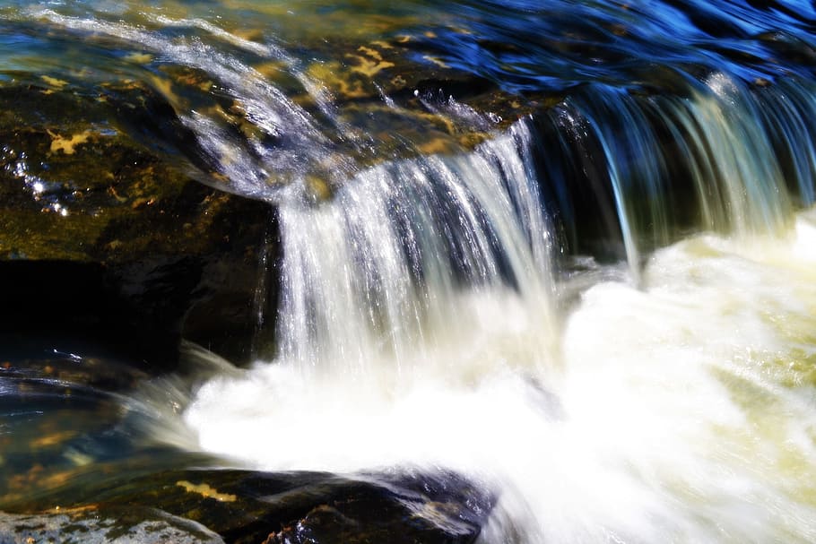 waterfall, river, flowing, landscape, wilderness, scenery, natural HD wallpaper