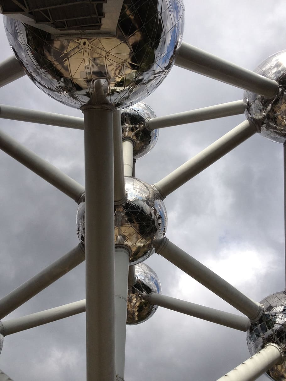 atomium, brussels, belgium, science, atoms, architecture, metal HD wallpaper