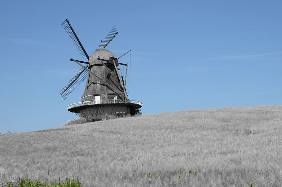 mill, denmark, summer holiday, windmill, returned minde, sun HD wallpaper