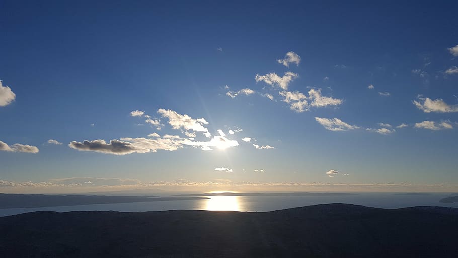 sunset, sunset clouds, sky, blue, horizon, twilight, dusk, nature HD wallpaper