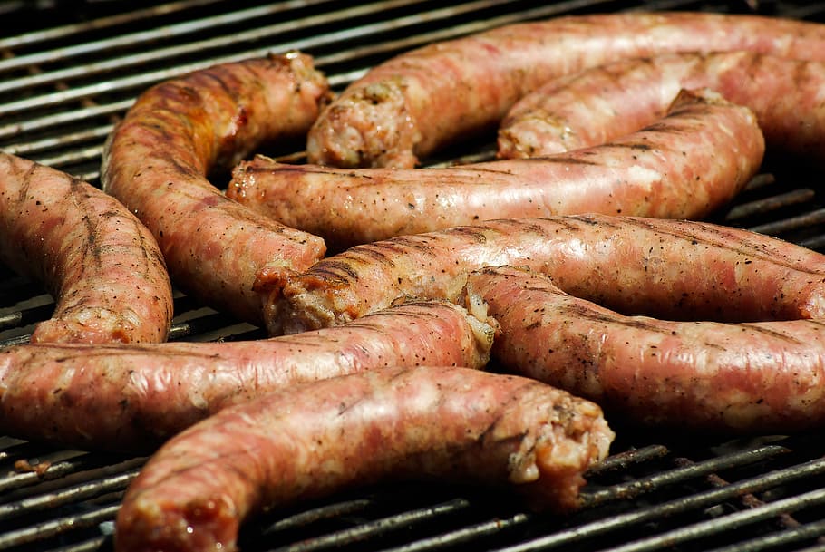barbecue, sausages, grilling, meat, barbecue Grill, grilled HD wallpaper