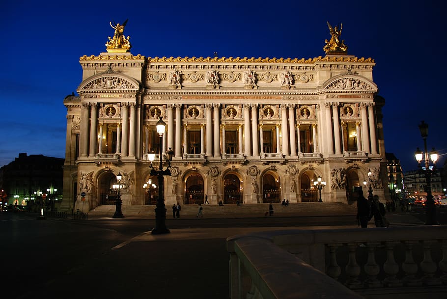 opera, paris, theatre, architecture, illuminated, travel destinations, HD wallpaper