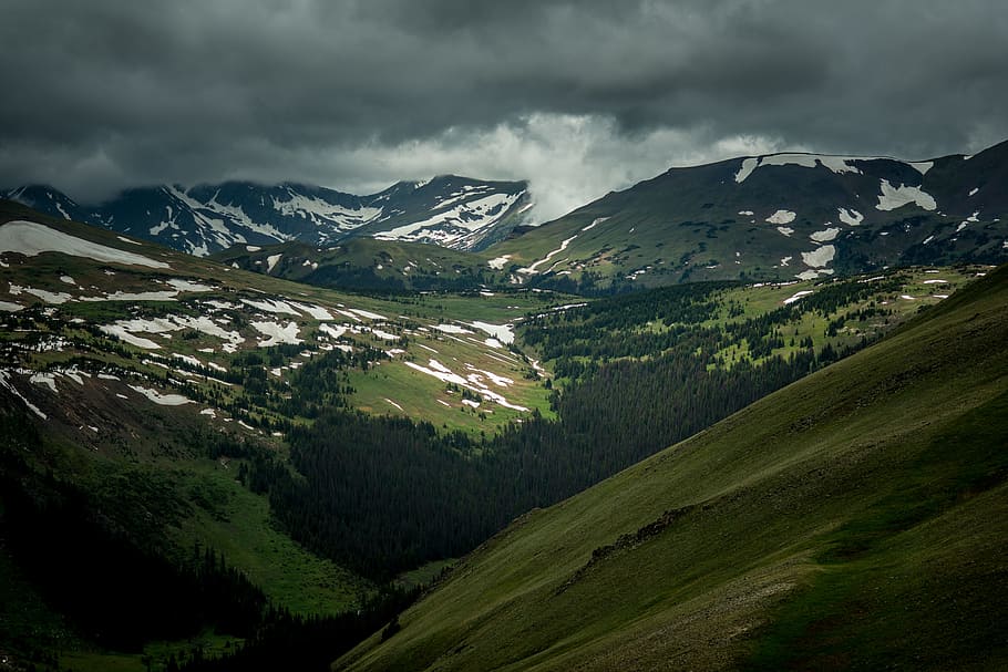 landscape photography of mountain range, aerial photography of mountains HD wallpaper