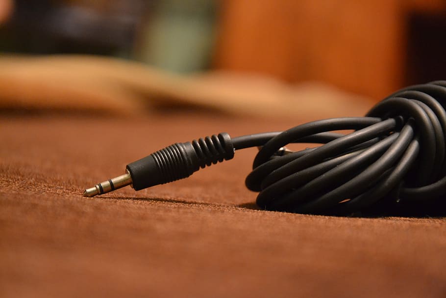 cable, small jack, plugin, the wire, connect, to the speakers, HD wallpaper