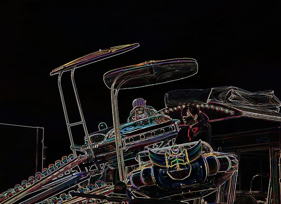 carousel, children, structure, neon, circles, entertainment HD wallpaper
