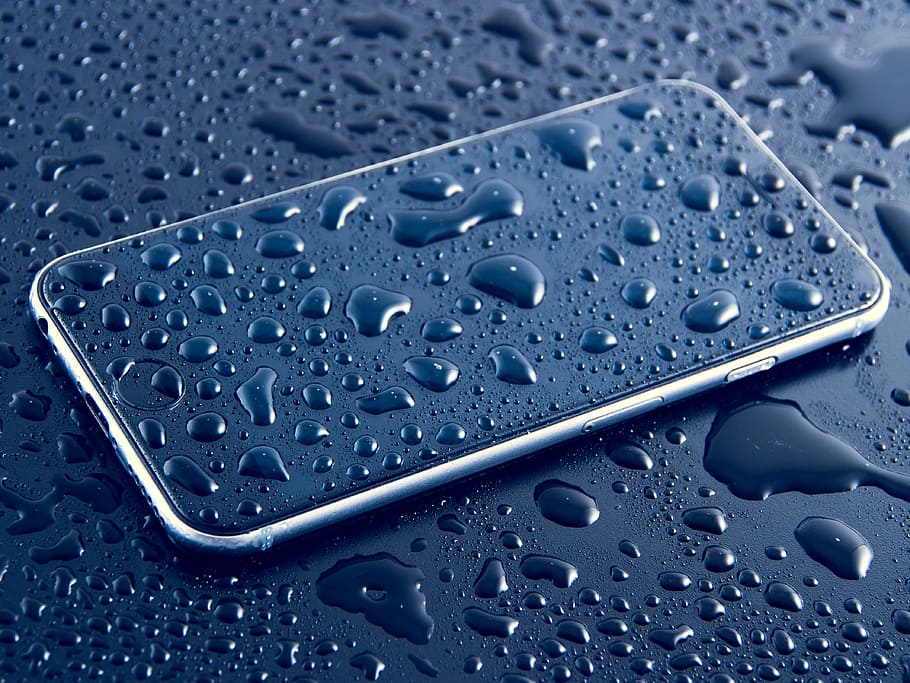 blur, cellphone, close-up, device, droplets, drops, drops of water, HD wallpaper