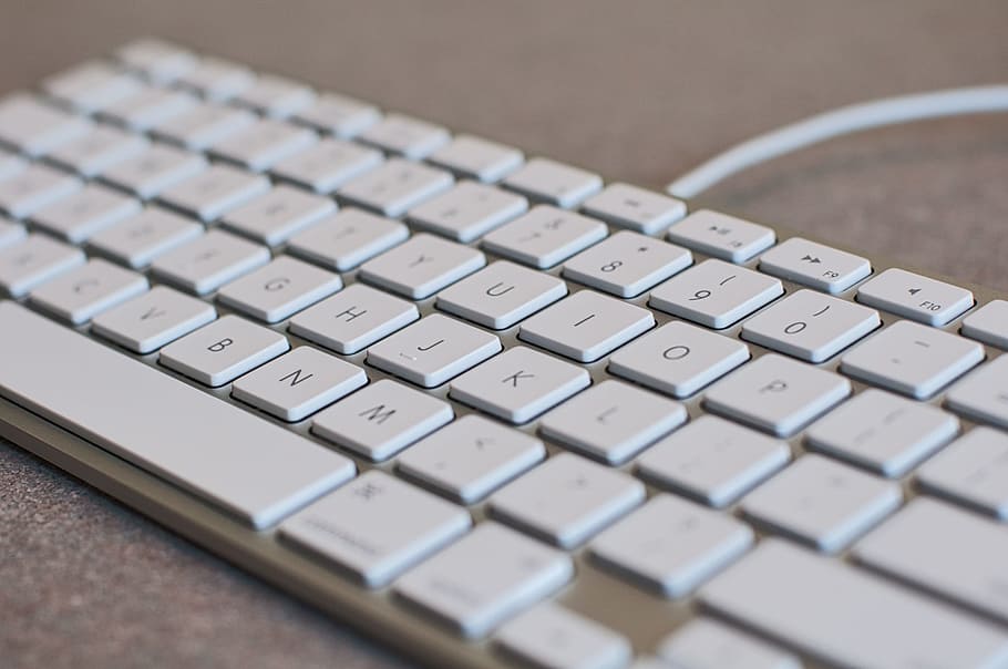 White Computer Keyboard, communication, cord, data, electronics HD wallpaper